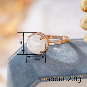 Anello in Opale A012 con Montatura a Griffe Rotonde, Placcato in Oro Giallo, Gioiello di Fidanzamento per Donne - Product Image 4