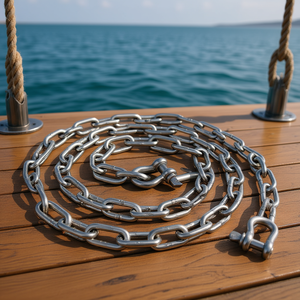 Cadena de ancla de acero inoxidable 316 de 20 pies y 5/16 pulgadas con grillete de 3/8 pulgadas para embarcaciones - Product Image 2