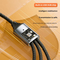 Cable de Expansión JILIAN Tipo-C 3 en 1, Adaptador USB 2.0, Convertidor Multifunción Uno a Tres, Material de Tejido, Adaptador Universal