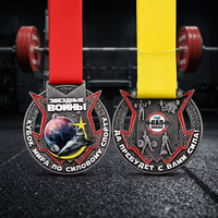 Médaille de musculation personnalisée, fabrication en gros, alliage de zinc 3D double face, argent antique, récompense pour la musculation et le bodybuilding