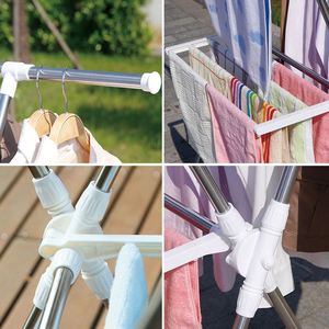 Expandable Thick Strong Durable Extendable Foldable Balcony <b>Laundry</b> Clothes Towel Hanging Drying Rack Stainless Steel Hanger - Product Image 5