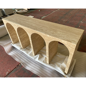 Mesa de consola de travertino para decoración del hogar, mesa de centro nórdica moderna con forma de arco de entrada, mesas de consola de decoración de mármol travertino - Product Image 6