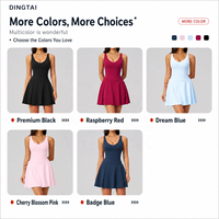 Robe de yoga et de tennis pour femmes certifiée GCC Dingtai, bretelles spaghetti, poche latérale, short intégré, extensible dans quatre directions, séchage rapide, respirante