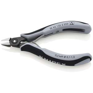 KNIPEX 79 42 125 Z ESD Precision Electronics <b>Side</b> <b>Cutter</b> ESD with multi-component grips burnished 125 mm - Product Image 2