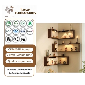 Wooden <strong>Corner</strong> Shelving <strong>Unit</strong> 90-Degree Wall-Mounted <strong>Storage</strong> Rack Living Room Creative Universal Design Wholesale - Product Image 1