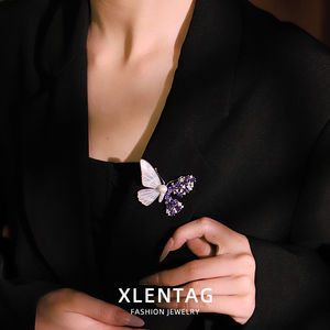 Shell Paars Zirkoon Vlinder Natuurlijke Zoetwaterparel Broche Luxe Gepersonaliseerde Design Broche Dames Sieraden Go0008 - Product Image 6