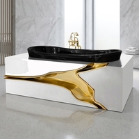 Baignoire autoportante de luxe, design moderne, peinte à la main, en acier inoxydable, pour villa et manoir, bain d'exception