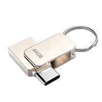 Alliage de zinc de haute qualité 2.0 3.0 16GB OTG USB Flash Drive 32GB Memory Stick Type-C 64GB avec porte-clés