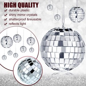 Boule disco suspendue 2CM-100CM, boule disco cool et amusante pour les fêtes, boules disco en verre argenté, décoration de Noël - Product Image 5