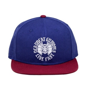 Werkseitige Lieferung von 2 Tone Snapback Hats Navy Blue Red Baumwoll kappe mit roter Krempe - Product Image 1