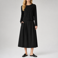 HOO Nouvelle Collection Automne – Ensemble Gilet et Cardigan Décontracté Haut de Gamme pour Femme, Style Français, Col V Côtelé Très Élastique, Coupe Ample TZB836
