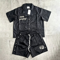 Ensemble survêtement homme coupe-vent en polyester et nylon avec polo boutonné et short personnalisé