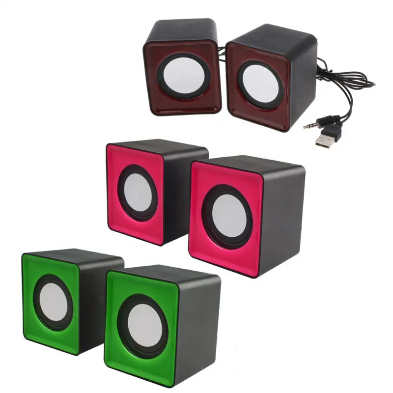 Wired USB 2.0 Mini LED Computer Speakers PC Subwoofer USB Charging Audio Accessories for Home Use Mobile Phone DC Plastic Active