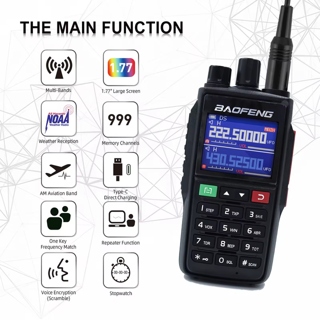 Baofeng Tri Band Two Way Radio WalkieTalkie NOAA UV-22L 3800mAh Long Range WalkieTalkie UV-22 Woki Toki