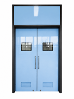 Porte double en acier à ressorts pour hôpital, design chinois, 1800*2400, avec panneau de vision et persienne de ventilation, surface finie