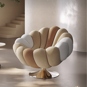 Sillón de salón individual moderno italiano, diseño de pétalos, sillón ergonómico con acento trasero para el hogar, oficina, sala de estar minimalista para - Product Image 1