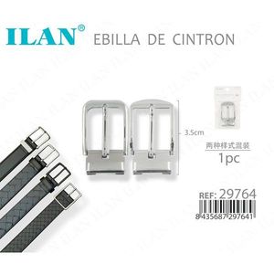 Fibbia per cintura ILAN da 3,5 cm in metallo argentato per ricambio cintura da uomo - Product Image 3