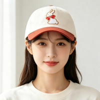 Casquette de baseball unisexe personnalisée avec patch lapin mignon, en coton, taille ajustable, visière incurvée, pour le sport – Vente en gros