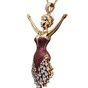 Broche pendentif femme en alliage plaqué or avec strass, bijou de robe, cadeau pour fête et mariage - Product Image 3