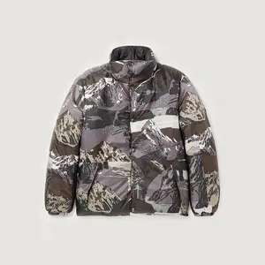 OEM Custom Logo Großhandel Daunen blase für warme Streetwear Allover Bandana Paisley Print Jacken Anpassen Puffer Jacke für Männer