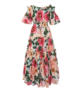 <span class=keywords><strong>Robe</strong></span> mi-longue décontractée, tenue à épaules dénudées, imprimé floral, style doux, pour filles, à la mode, offre spéciale, été 2021 - Product Image 1