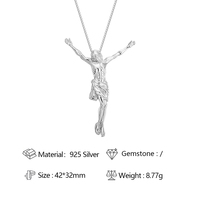 Collier pendentif jésus en argent sterling 925 corps complet plaqué rhodium pendentif jésus pour les croyants chrétiens religieux