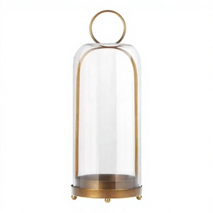 Brass <b>Lantern</b> With Glass Dome Heat Resistant Home Decoration Candle Holder <b>Hurricane</b> Candle Holder On Sale - Product Image 1