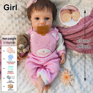 Poupées <span class=keywords><strong>Reborn</strong></span> Réalistes en Silicone pour Filles, 18 pouces, LouLou avec Cheveux et Texture Détails, Adaptées au Bain, Jouet Muneca Anatomiquement Correct, Cadeau - Product Image 4