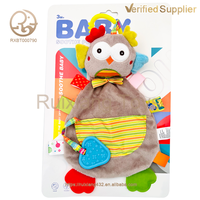 Petite taille en peluche dessin animé couverture de sécurité mignon confortable Animal anneau de dentition avec papier sonore rubans colorés doux pour jouer