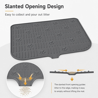 Tapis pour litière de chat, imperméable, anti-fuite, résistant aux taches, en silicone, rectangulaire, bords droits, motif géométrique, grande taille