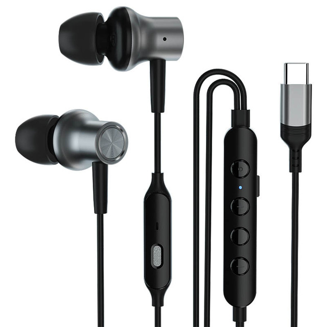 National Karaoke Sound Card Voice Changing In-Ear Headset with 1.2m Cord Type-C Wired Stereo for Anchor Live Singing Earphone