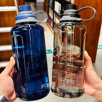 Bouteille d'eau classique DIBE portable grande capacité, écologique et motivante, personnalisable, sans BPA, en plastique, avec bouchon à vis, pour le sport