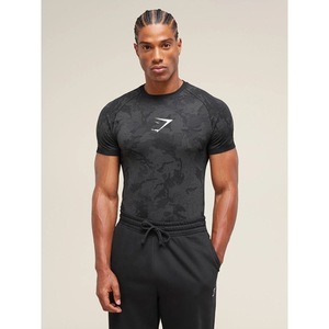 Men's Sporty Knitted Sports Fitness Quick-Drying Breathable Slim Fit Short Sleeve T-Shirt Running Top - Product Image 2