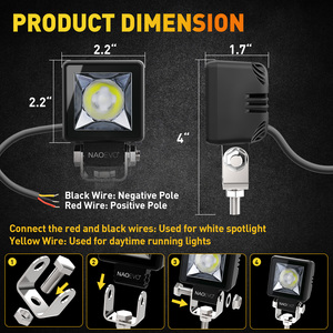 Feux antibrouillard LED ambre NAO 2 pouces 40W pour Land Cruiser 4X4, camions tout-terrain, super lumineux, étanches IP68 - Product Image 3
