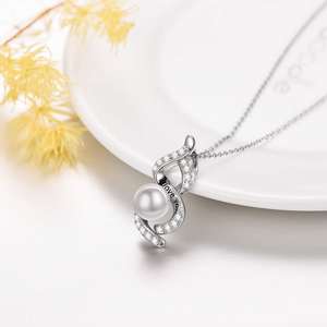 Infinity Freshwater Pearl Collar de plata esterlina 925 para mujeres <span class=keywords><strong>adolescentes</strong></span> - Product Image 4