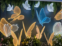 Lumière LED papillon 60 cm AC IP65 pour décoration de scène de mariage, toile de fond florale, ornement d'aile de papillon en tissu illuminé pour fête