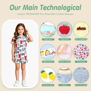 Ensemble deux pièces personnalisé OEM ODM pour enfants : T-shirt imprimé et short en tissu extensible pour la cour de récréation, l'école et la maison - Product Image 3