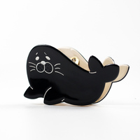 YIYI Pince à cheveux en métal et acétate de haute qualité, noire, 8,2 cm, en forme de phoque, nouvelle collection d'accessoires capillaires pour femmes, vente en gros personnalisée