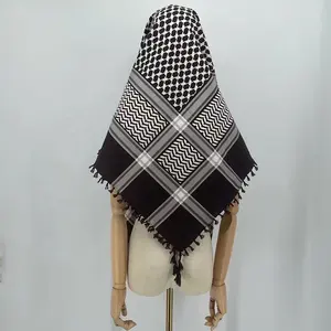 Cachecol iemenita saudita árabe masculino, cachecol Keffiyeh Hijab, cachecol Keffiyeh palestino de algodão Shemagh, cachecol xale palestino Keffiyeh