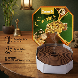 Incienso de madera de ciprés indio Aroma Tulasi Swarna en espiral, perfumado, para uso religioso, diseño dorado, para todas las estaciones, duración de 24 horas. - Product Image 2
