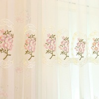 Rideau transparent de luxe brodé de fleurs roses de style français et américain pour chambre à coucher et salon – Vente en gros