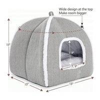 Vente en gros lit pour animal chaud personnalisé best-seller canapé en peluche gris clair grotte pour chien et chat fournitures de lit lavables simples