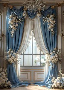 Fondo Fotográfico, Cortinas Interiores, Ventanas Azules, Cumpleaños de Adultos, Bodas, Retratos de Maternidad, Decoración, Fondo para Estudio Fotográfico - Product Image 2