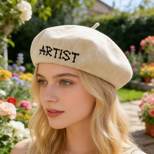 COHUY Berretto in denim ricamato da donna stile blogger Instagram, estivo, artistico, retrò, versatile, cappello da pittore (per teste grandi) - Product Image 1