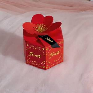 Caja de dulces de pétalos hexagonales Exquisito Dign Cookie Regalo Romántico Favores DE BODA Chocolate con cinta - Product Image 3