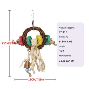 2025 nuovo arrivo giocattoli per uccelli in Rattan anello gabbia per uccelli accessori decorativi sgranocchiando sollievo mastica uccello pappagallo luffa palla giocattoli - Product Image 3