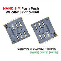 WECONN WL-SIM137-115-NA0 Connecteur de carte Nano SIM 6 broches + 1 H=1.37mm Push-Push avec interrupteur de détection et connecteur à broches personnalisable