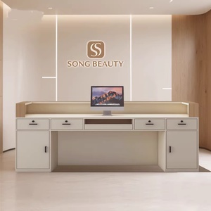 Mostrador <span class=keywords><strong>de</strong></span> Recepción <span class=keywords><strong>de</strong></span> Madera Natural Moderno <span class=keywords><strong>de</strong></span> Diseño Personalizado con Logotipo, Mostrador <span class=keywords><strong>de</strong></span> Recepción <span class=keywords><strong>para</strong></span> Spa - Product Image 4