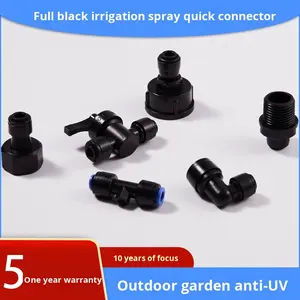 Conector Rápido para Riego por Aspersión, 2 Puntos, Totalmente Negro, Accesorio de Plástico para Purificador de Agua, Equipo de Pulverización - Product Image 5