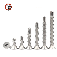 Vis autotaraudeuses avec queue de perçage vis de finition lisse SS304 SS316 vis auto-perceuses en acier inoxydable à tête plate